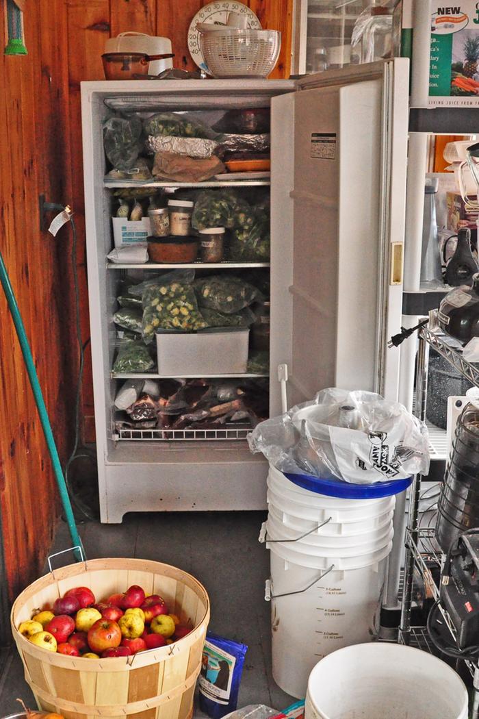 Filename: 11-12-2013-3.jpg
Description: Freezer with 1/2 a pig (bought from a friend), some local grass-fed beef, and our own green beans, summer squash and zukes, brussels sprouts, broccoli, kale, pesto, and parsley Freezer with 1/2 a pig (bought from a friend), some local grass-fed beef, and our own green beans, summer squash and zukes, brussels sprouts, broccoli, kale, pesto, and parsley