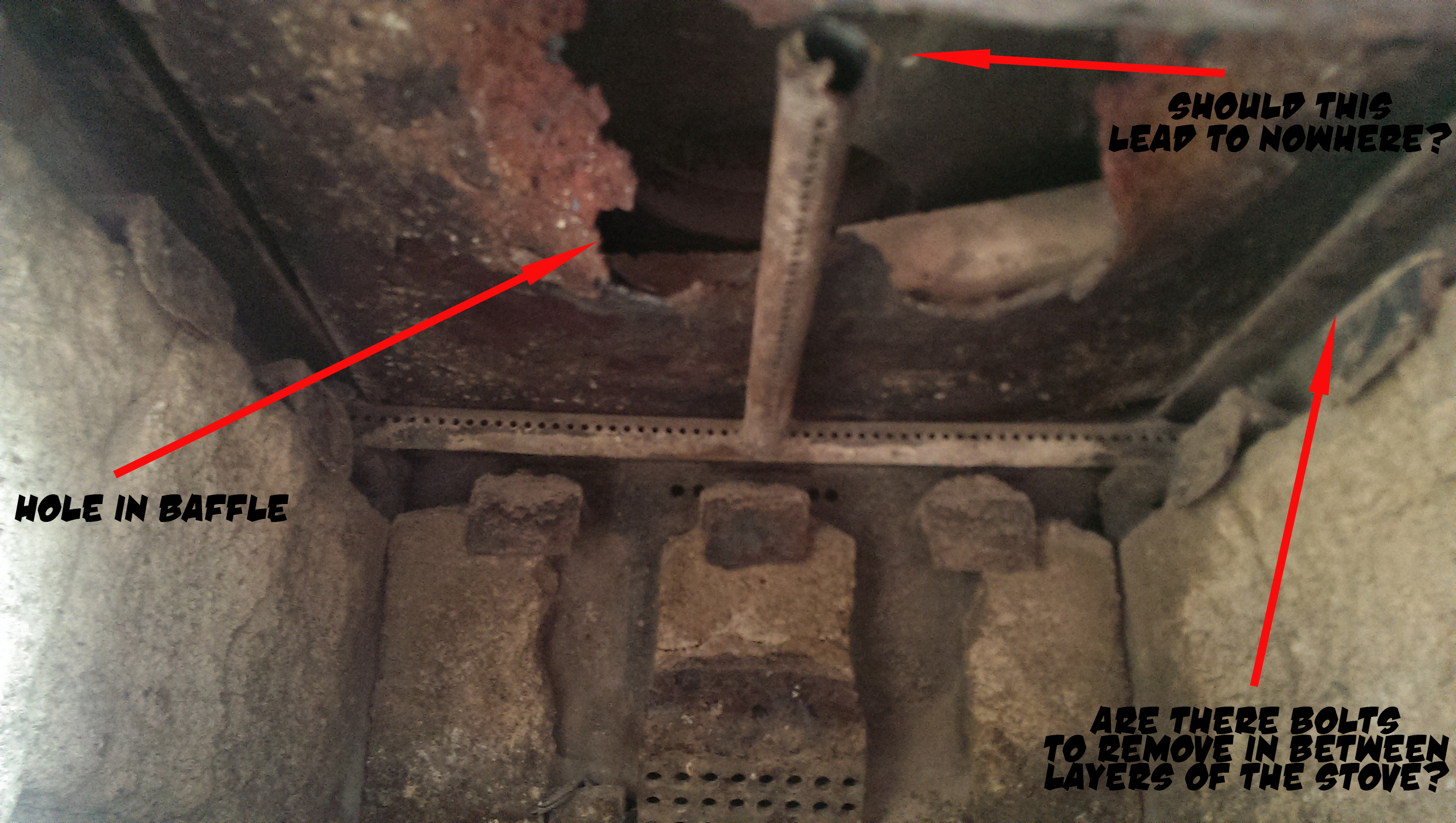 Baffle on a Quadrafire 1988 (wood burning stoves forum at permies)